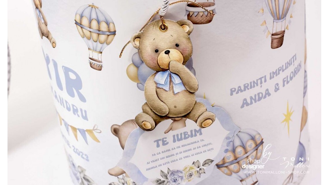 Trusou botez cu ursuleti albastri si baloane de aer cald Teddy Bear Bleu Hot Air Balloons 23